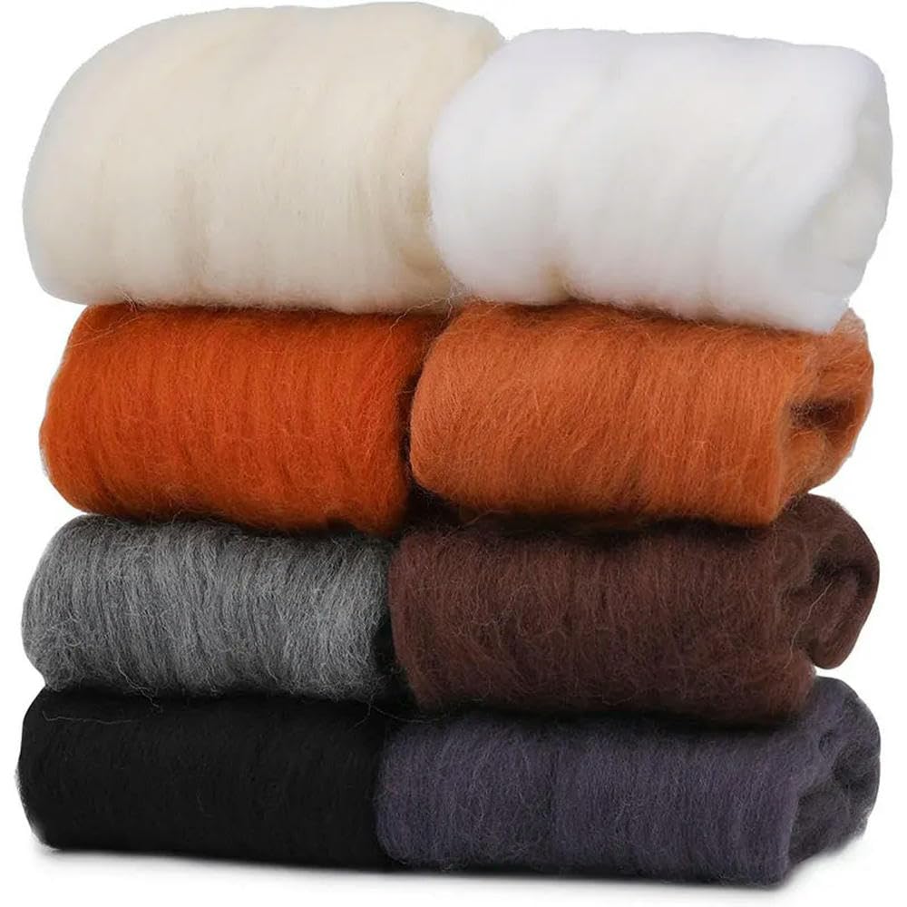 8 Couleurs Naturelles De Laine Roving Aiguille De Feutrage De La Laine