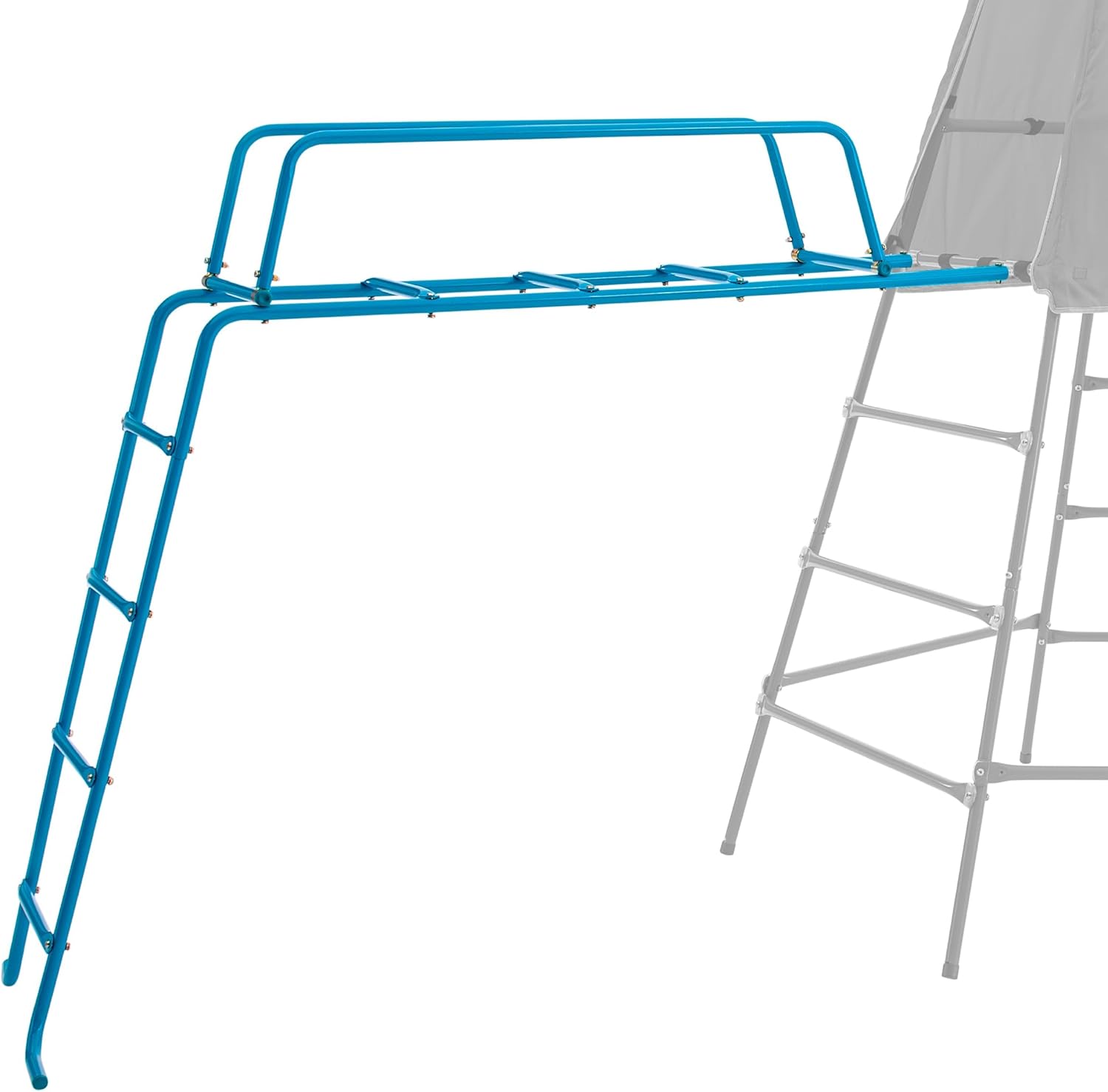 Blue Metal Climbing Frame with Slide and Fort