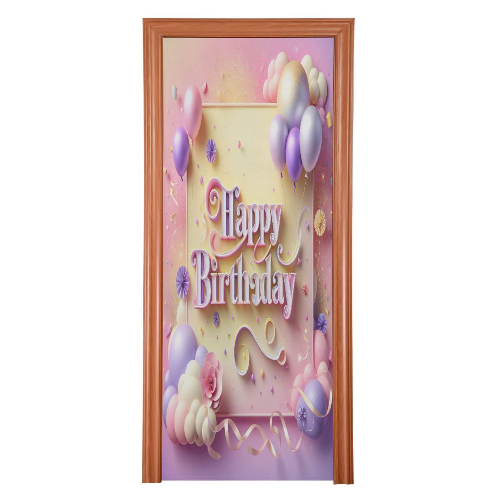 FLildon Birthday Theme Balloons Door Cover Decoration, Party Accessory Porch Decor for Festive Ornament Room Door Covers 32 x 79 Inch