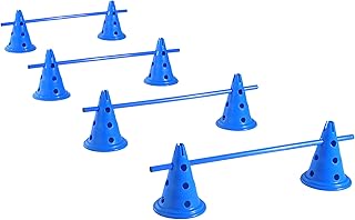 PawHut Set of 4 Dog Agility Hurdle Cone Set Agility Training Equipment 8 Cones 4 Rods Starter Kit with Carrying Bag Blue