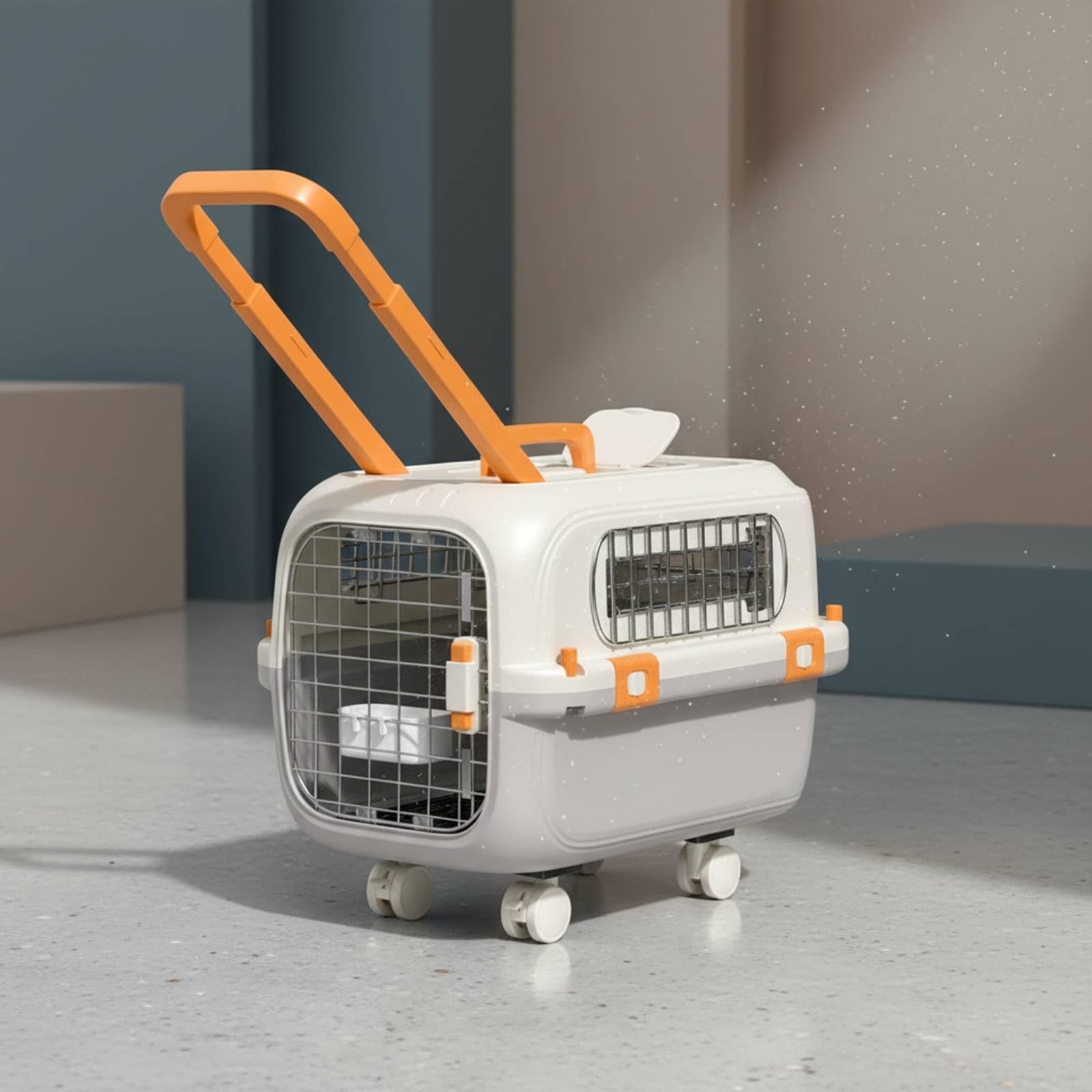 Tiertransportbox mit Rollen rollbar Transportbox mit Rollen Hundetransportbox Teleskopgriff für Tierarztbesuche