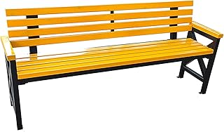 Banco de jardim ao ar livre, banco de pátio de jardim ao ar livre para o seu tempo de lazer, cadeira de parque de madeira maciça com encosto ao ar livre, bancos de assento de arquibancada quadrada de