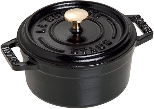 Miniatura 1 de Staub Mini cocotte redondo de hierro fundido de 025 cuartos - negro mate fabricado en Francia