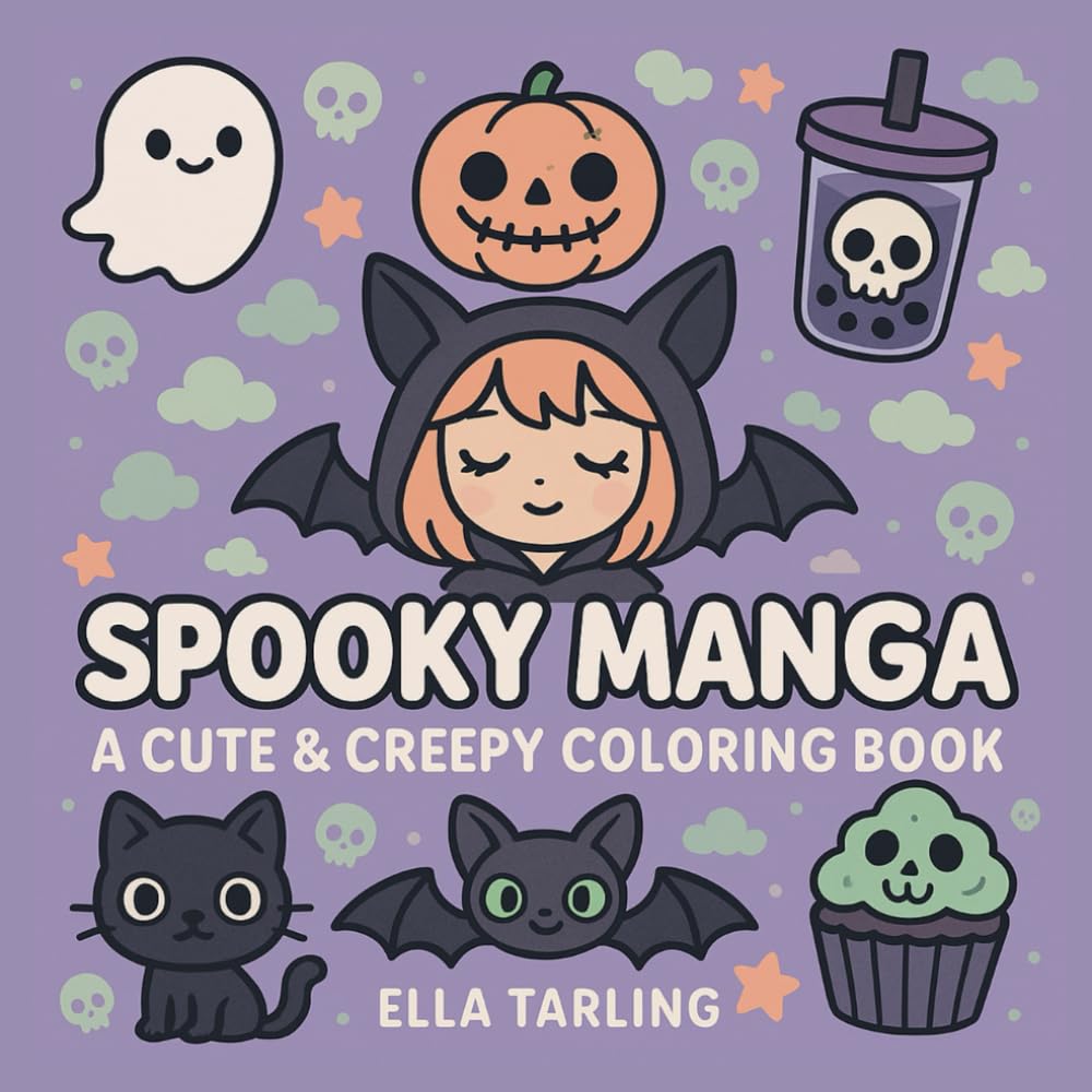 Spooky Manga – Bold & Easy Anime Coloring Book with Cozy Hygge Style: 40 Cute & Creepy Pages for Kids, Teens & Adults