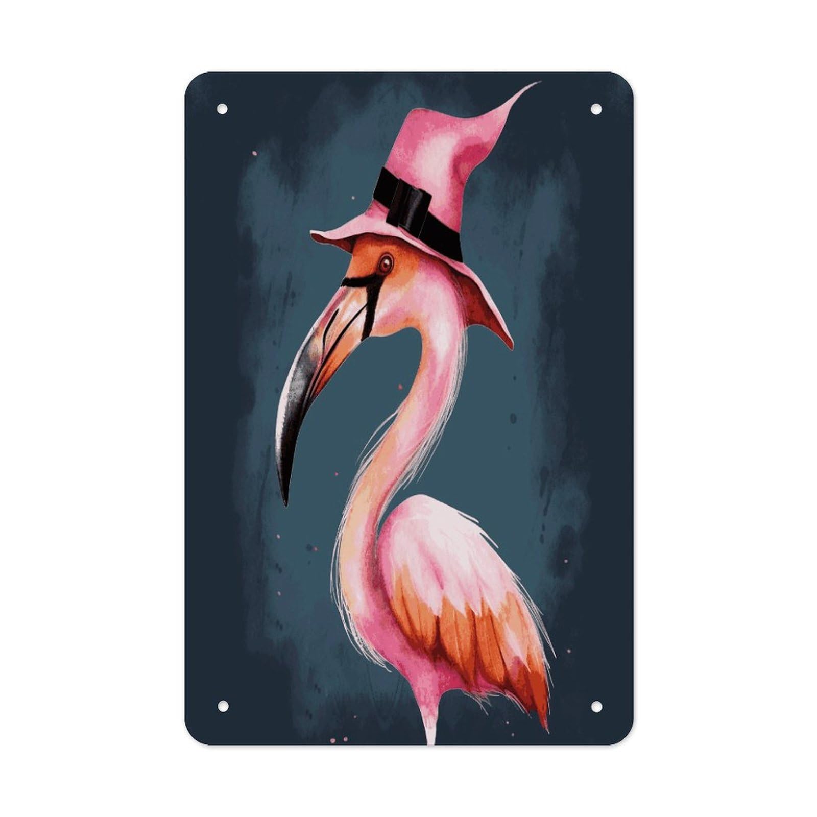 Halloween Flamingo Witch Hat Metal Tin Sign Wall Decor Hanging Plaque