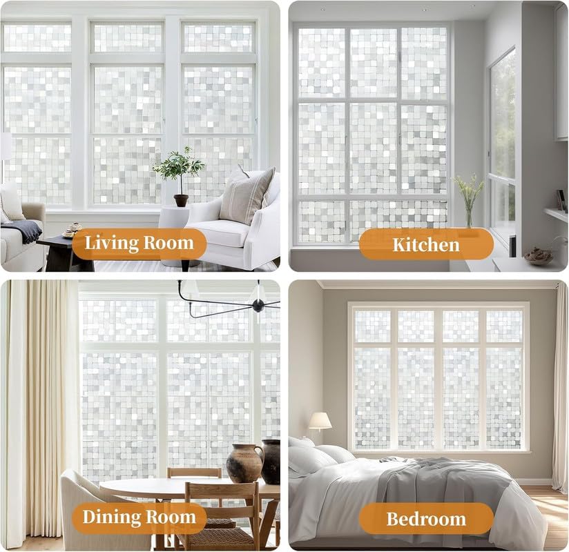 Image of 3D Decorative Glass Film Window Film for Glass Film for Windows Privacy - S Mosaic |16 X 84 Inchs