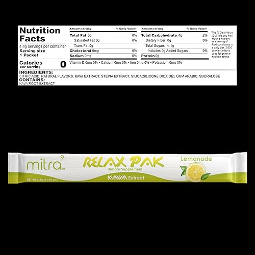 Miniatura 3 de MITRA-9 Kava Powder RelaxPak - Paquetes de polvo de extracto de kava de limonada  Potenciador del estado de ánimo  A base de plantas  Promueve la