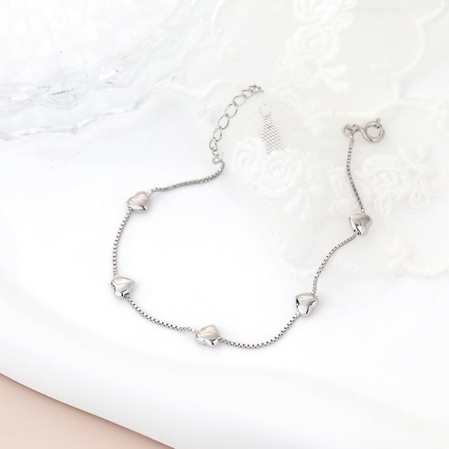 EVEYE Bracelets For Women Silver Bracelets Charm Bracelets Sterling Silver Charms For Bracelets Womens Bracelets Trendy Heart Bracelets For Women - Image 6