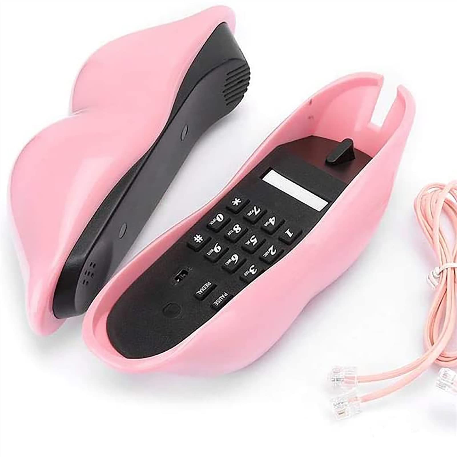 Desktop Phones, Wired Phones, Fashionable And Novel Lip-shaped Home And Office Phones, With Clear Sound Quality (Color : Pink)