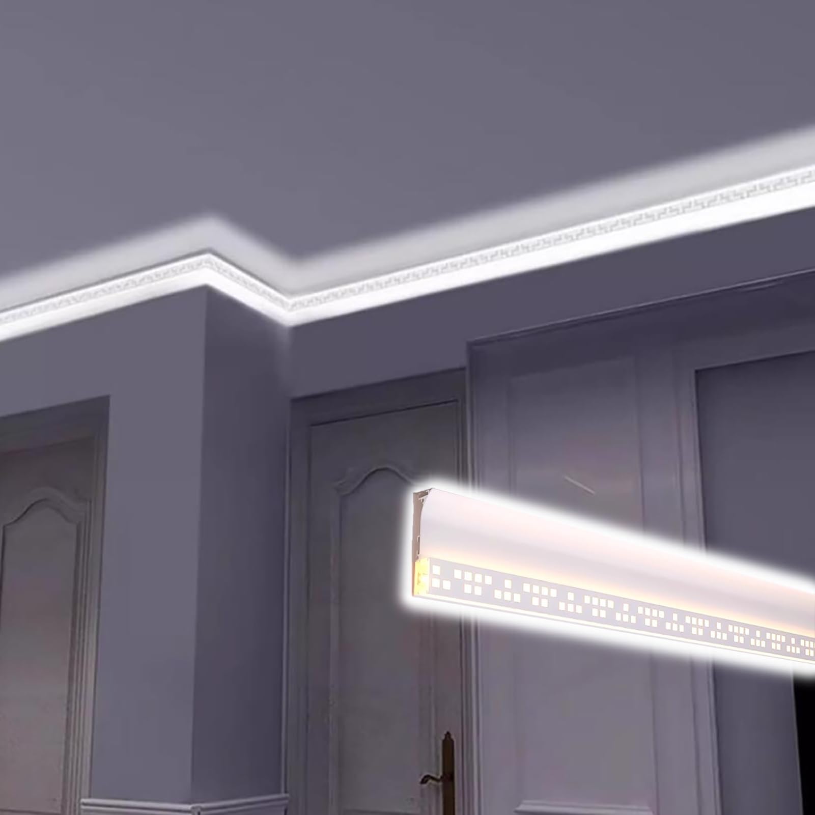Profili per Strisce LED Diffusore LED per Modanatura a Corona per Strisce LED, Canale per Modanatura a Soffitto con Striscia in Alluminio Cava, Fessura Flessibile per Battiscopa(11m/36ft)