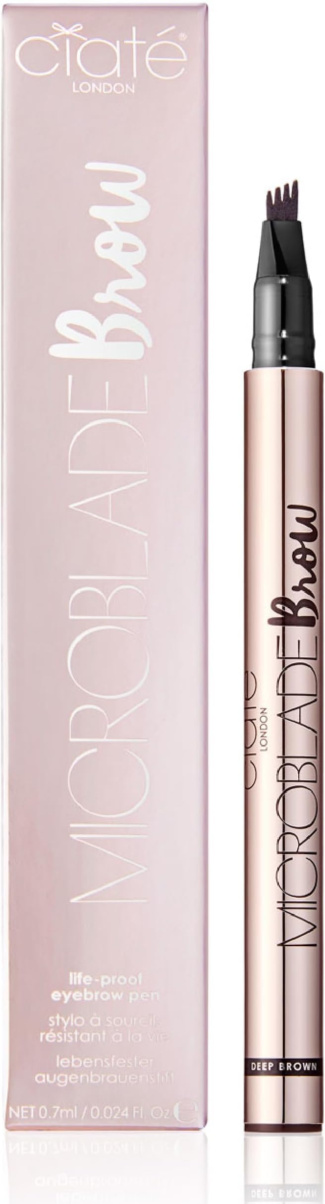 Ciaté London Microblade Brow Pen, 4-Prong Brow Pen, Defines & Fills Brows For A Natural Look, Deep Brown