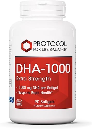 Protocol For Life Balance - DHA 1000 mg de fuerza extra - Apoya la salud cerebral la función cognitiva el sistema nervioso la retina y la fuerza