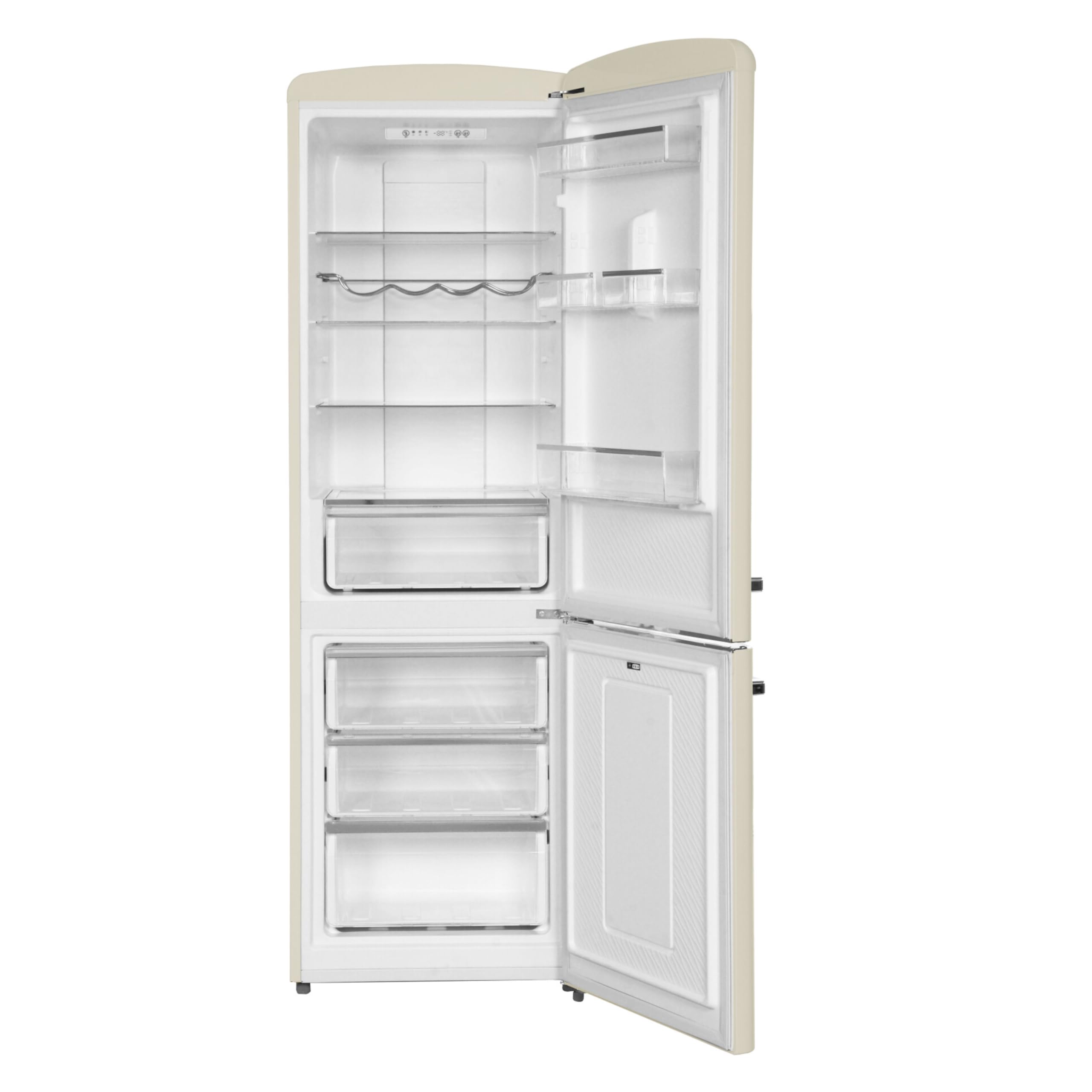 Amica KGCR 387 109 B Retro lodówko-zamrażarka, 200 cm wysokości, 60 cm szerokości, 330 l/EEK D/wolnostojąca/krem do kawy