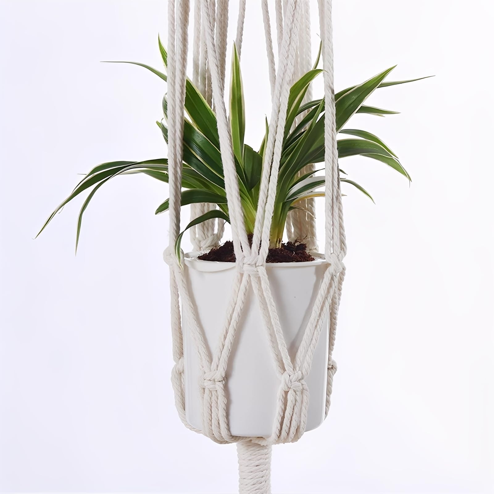 Lot de 2 suspensions pour plantes en macramé, 112 cm, pour intérieur et extérieur, kaki, décoration d'intérieur élégante pour plantes, accessoires de jardinage modernes