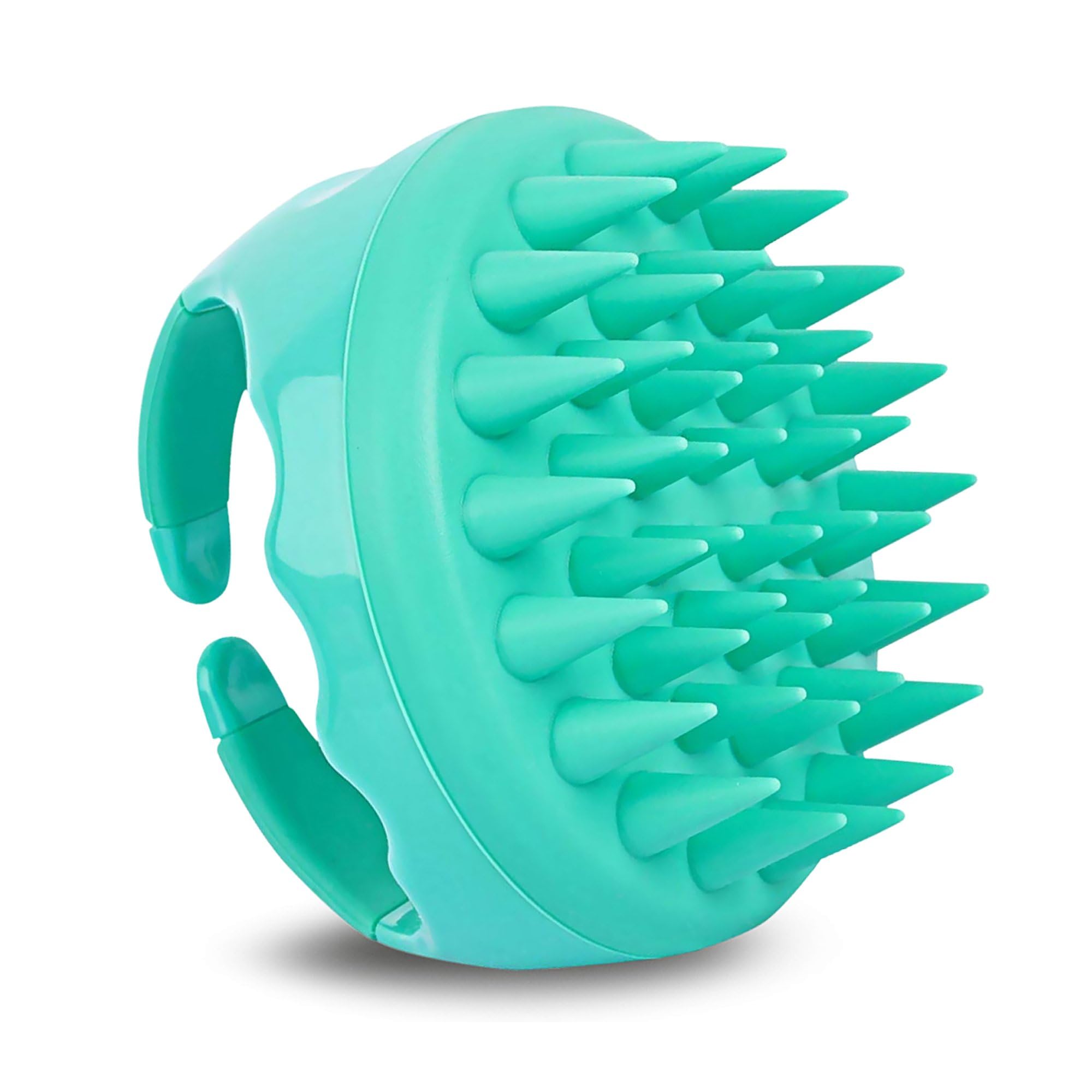 SAVION Scalp Massager Brush Relaxes Scalp and Relieves Itching - Hair Brush Exfoliator for Dandruff Removal - Soft Silicone Head Scrubber for Wet &