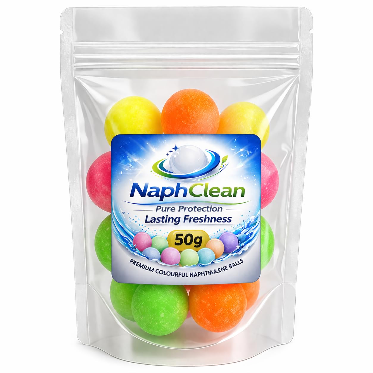 NaphClean Naphthalene Balls for Clothes, Wardrobe, Bathroom, 50 Grams, Multicolor, Moth Repellent-picture-17