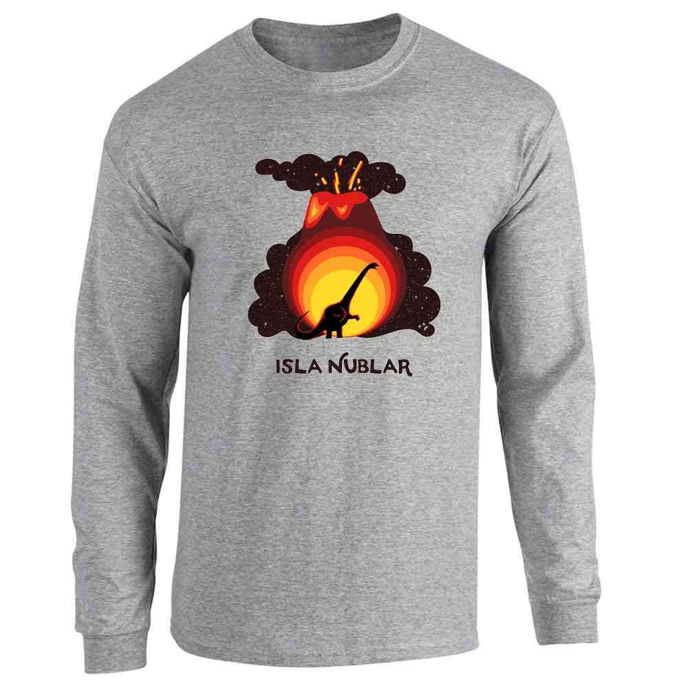 Isla Nublar Travel Vacation Dinosaurs Funny Sport Grey XL Full Long Sleeve Tee T-Shirt