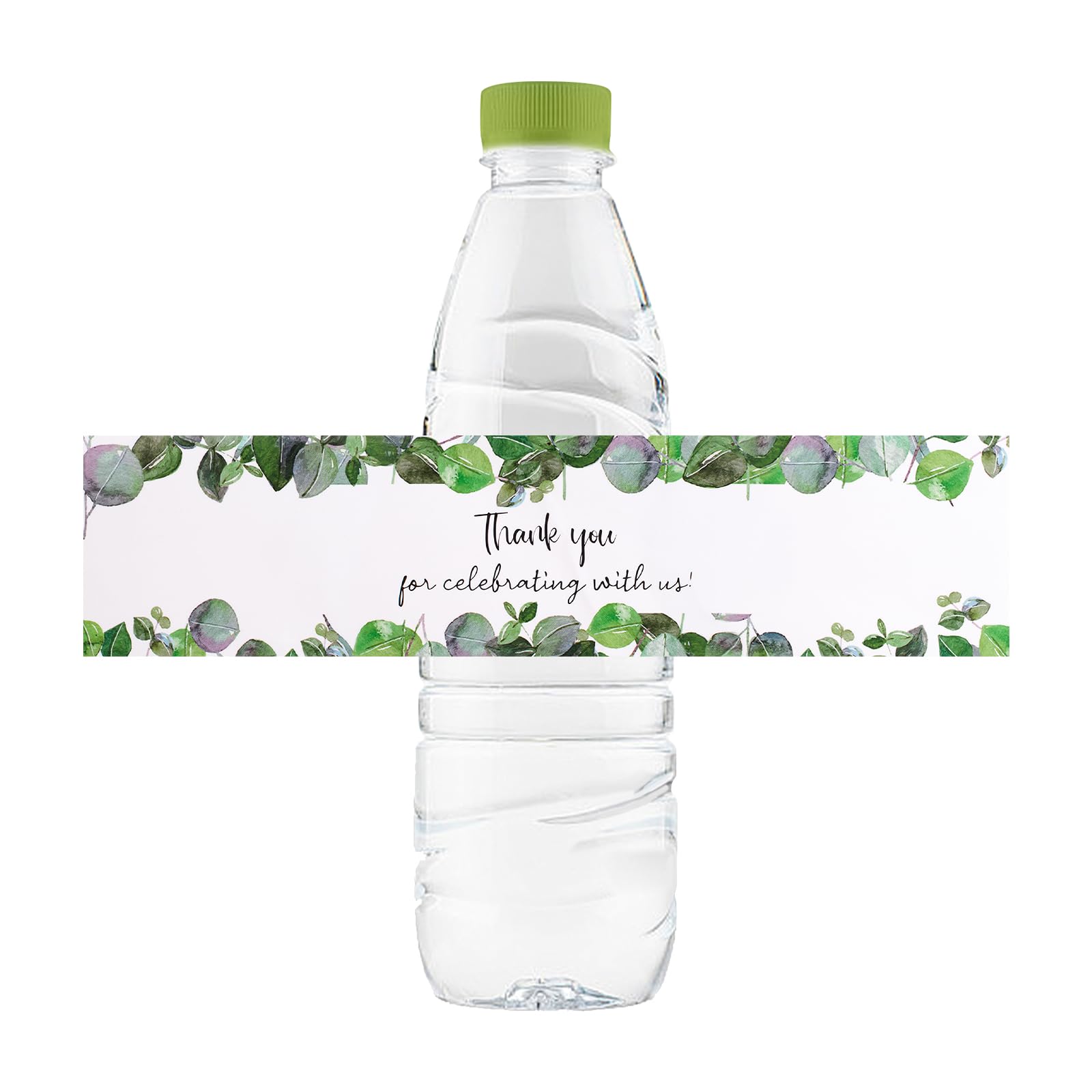 URROMA 100 Pcs Thank You Wedding Water Bottle Labels Stickers, Greenery Bridal Shower Bottle Wraps Engagement Party Favors Decorations Supplies