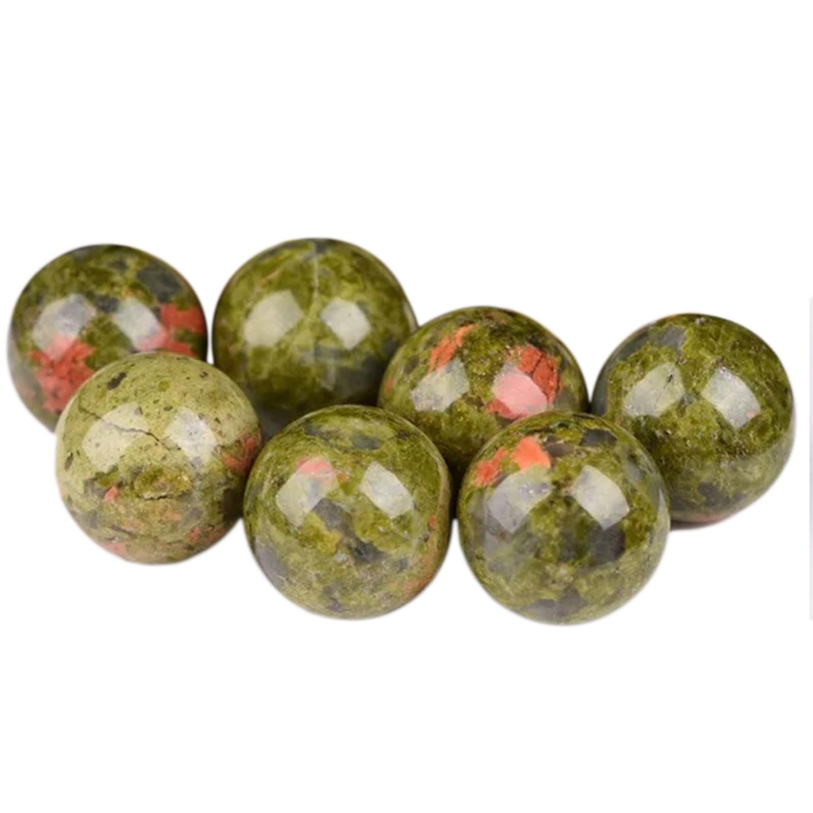 DECORN Nature Crystal Ball 7 Sphere 20mm/0.8", Ideal for Reiki, Chakra, Feng Shui, Meditation, and Healing, Home Decor and Gemstone Collection, Palm Stones, TouchStones,Unakite