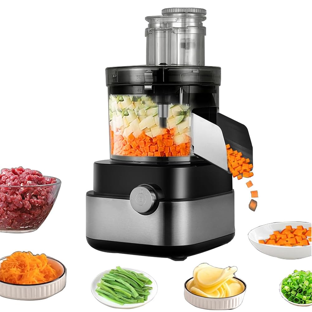 Picadora eléctrica de verduras, procesador de patatas de 600 W con 5 moldes de acero inoxidable, capacidad de 5000 ml para uso comercial y doméstico