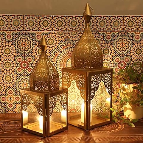 Set of 2 Handmade Moroccan Glass Lanterns Cover