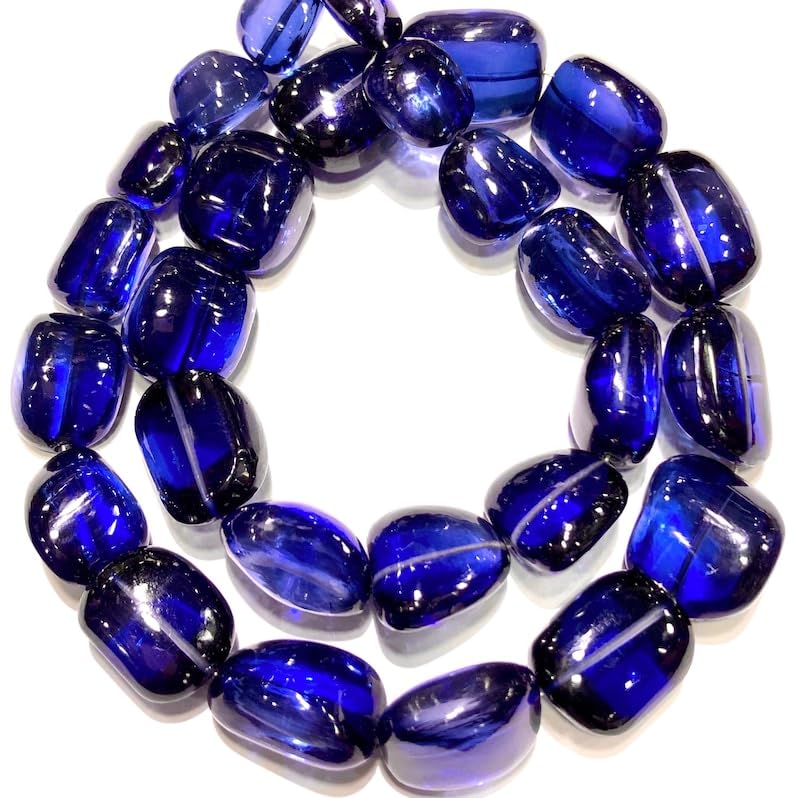 Perles en corindon saphir bleu naturel lisses pour enfiler des bijoux sans casser le fil