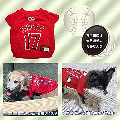 Image of MLBPA SHOHEI OHTANI #17 TEE Shirt for Dogs & Cats. MLB Los Angeles Angels Dog T-Shirt, X-Small | Sports Dress for Pets | Licensed Sporty Dog Shirt.