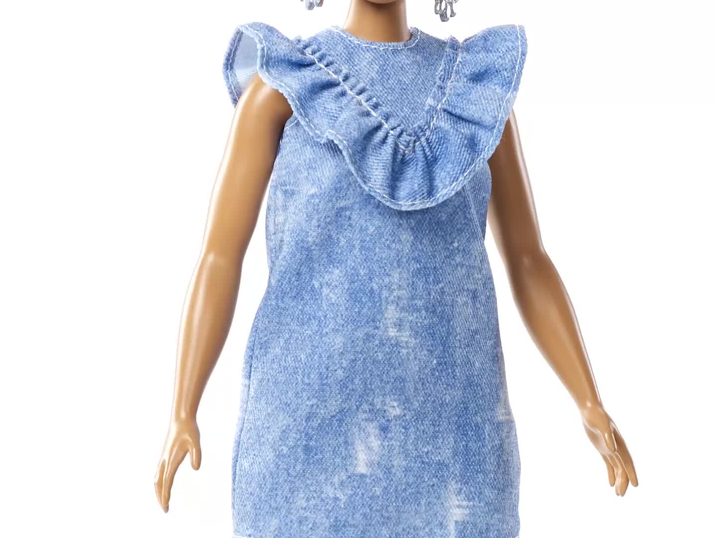 Mattel Barbie FJF55 Fashionistas Puppe mit pinkem Dutt im Jeanskleid – Bild 7