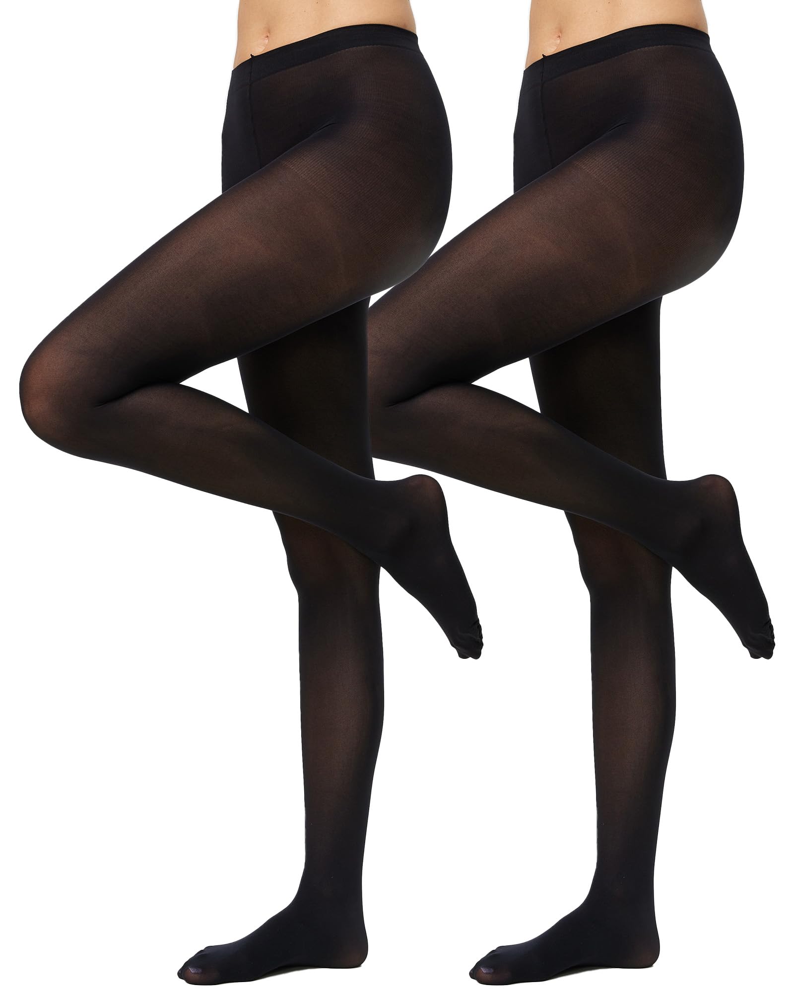 Nur Die 2er Pack Blickdicht 40 DEN Strumpfhose weiche matte Optik bequemer Bund Zwickel verstärkte Fußspitze Damen, schwarz, L