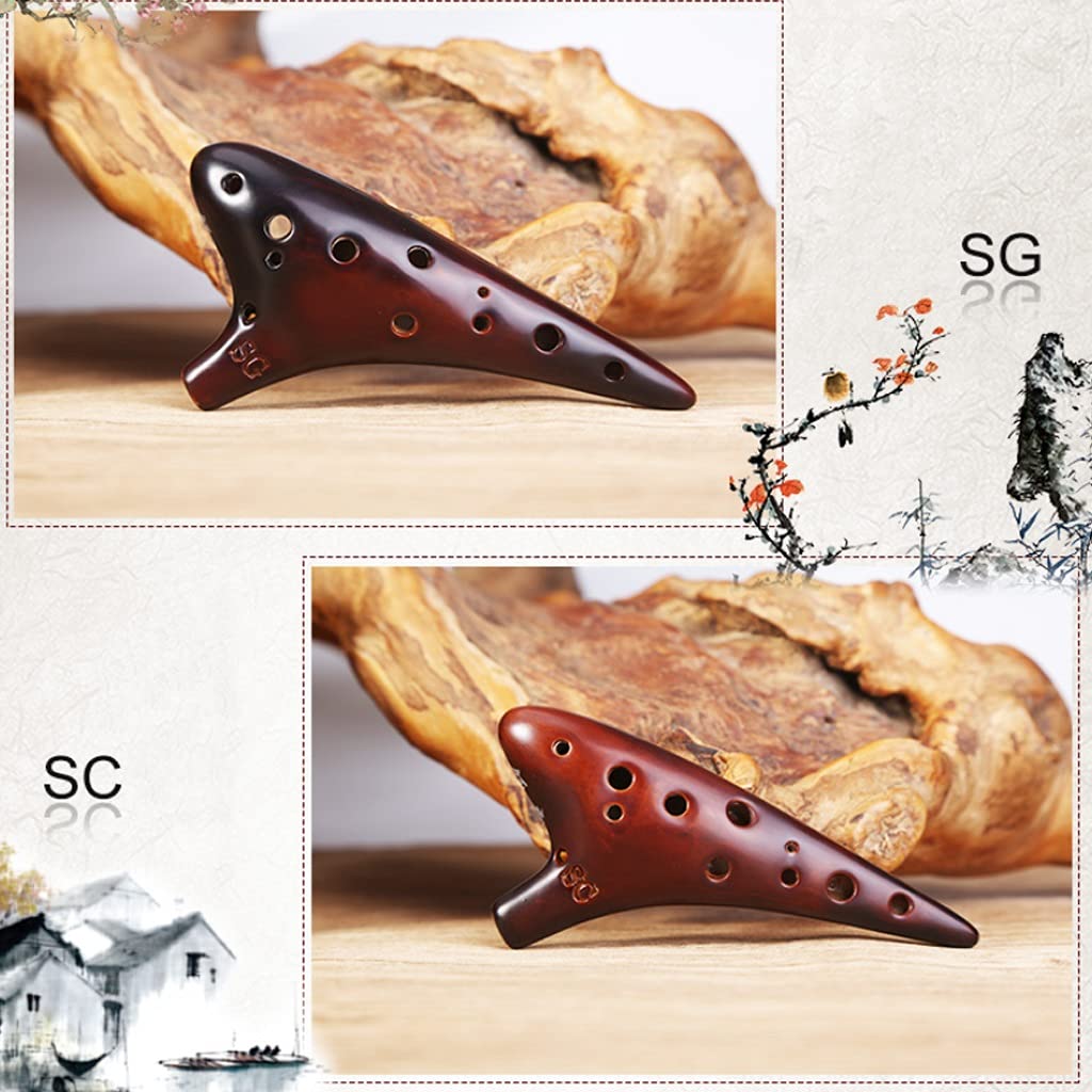 Instrument ocarina, Ocarina 12-otworowa AC SF SG SC Ceramic Flute Tile Xun Set z pudełkiem Brązowy Przezroczysty