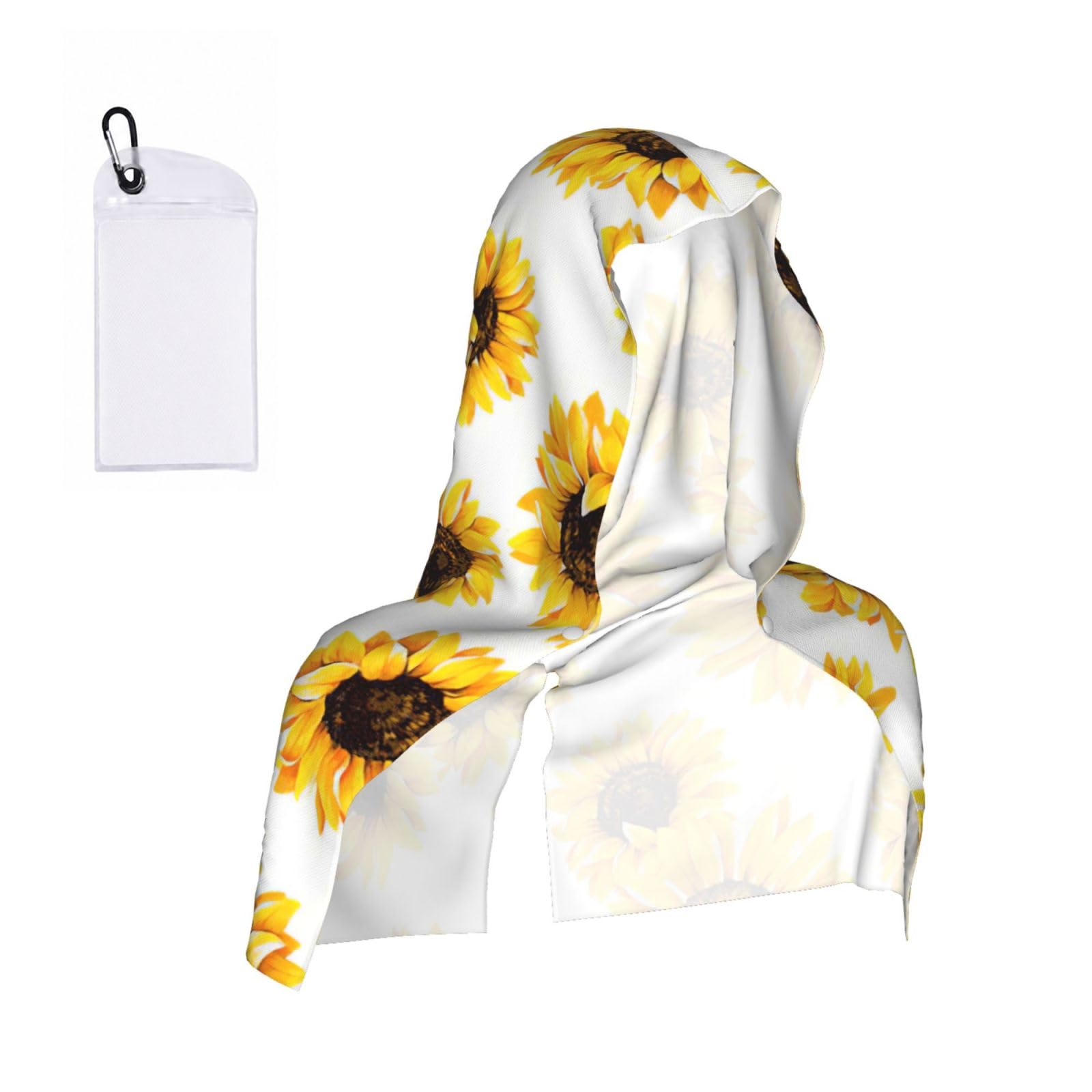 Sunflower Print Cooling Hooded Sports Towel, 30×60cm Quick Drying Summer Cool Head Wrap For Neck And Face