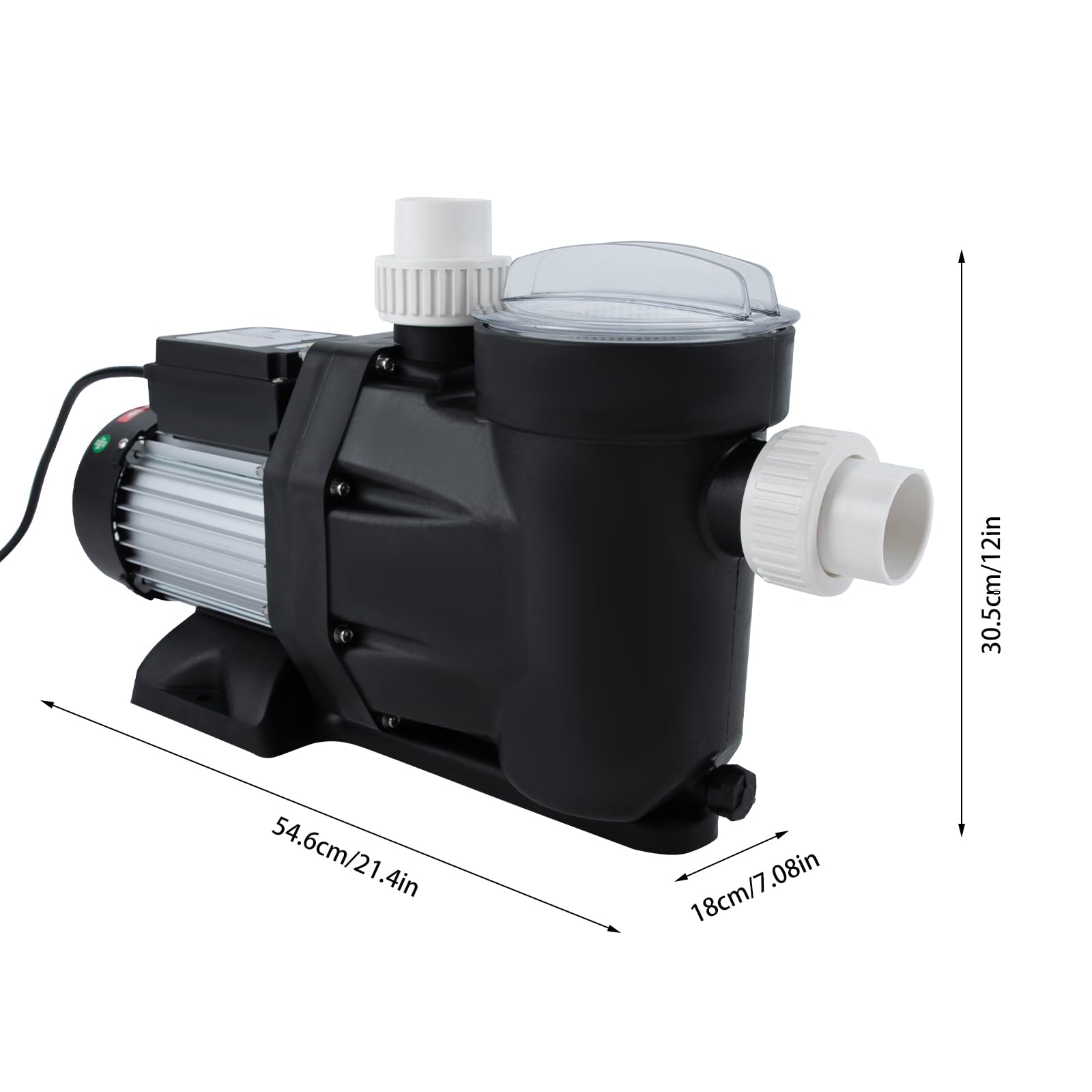 CILDON 1.5Hp Ground Pool Pump, 1100W In/Above Swimming Pool Pump with Timer, Filter Basket, Powerful Self Primming Swimming Pool Pumps, W/52.49 Ft Lift, 422.68Qt/Min Flow Rate, 4.92 Ft Power Cable