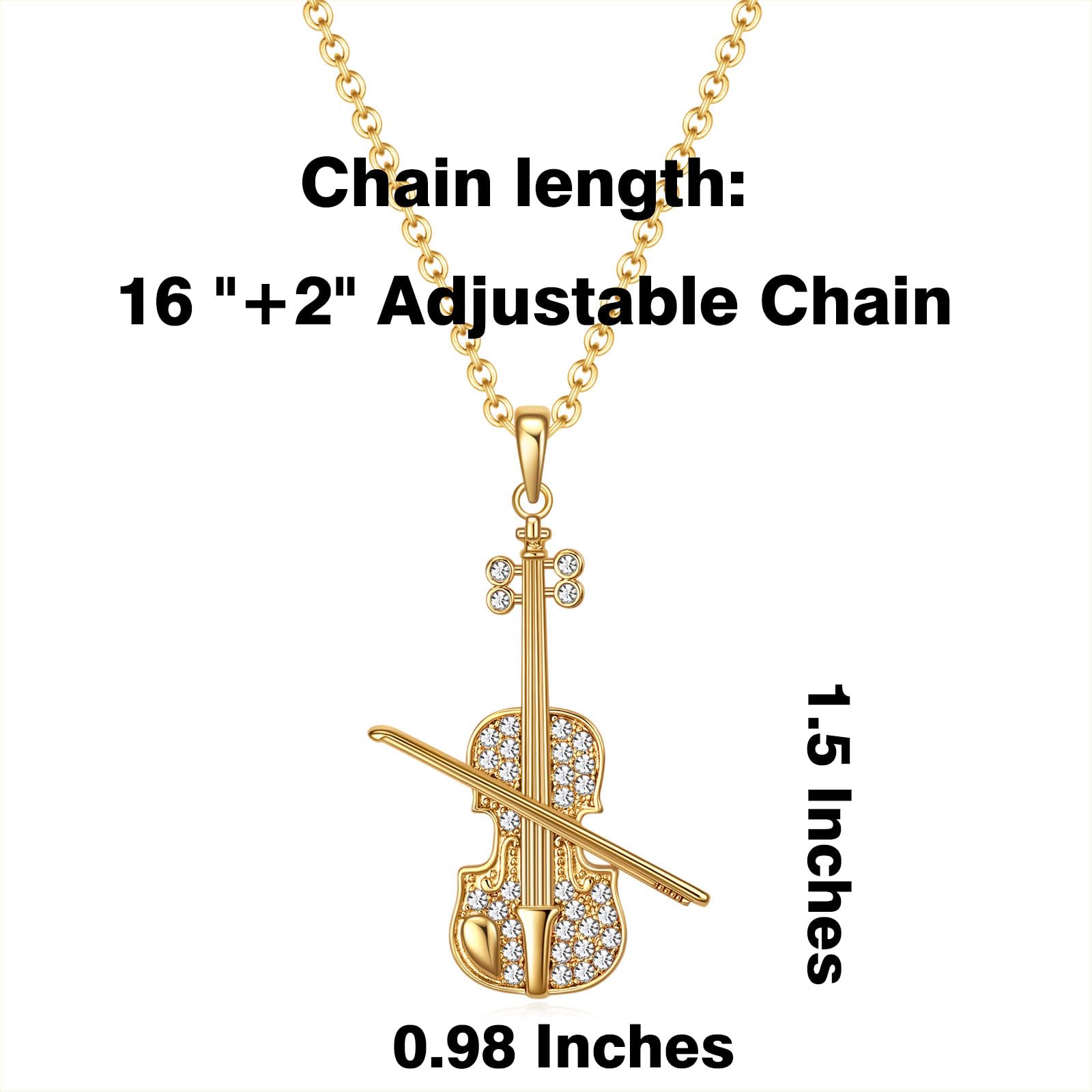 VEEHOO Violin/Guitar/Ukulele/Accordion/Piano Necklace,Music Gifts for Violin/Guitar/Ukulele/Accordion/Piano Players, Concert Gifts for Music Lover, Music Jewelry Accessories for Daughter