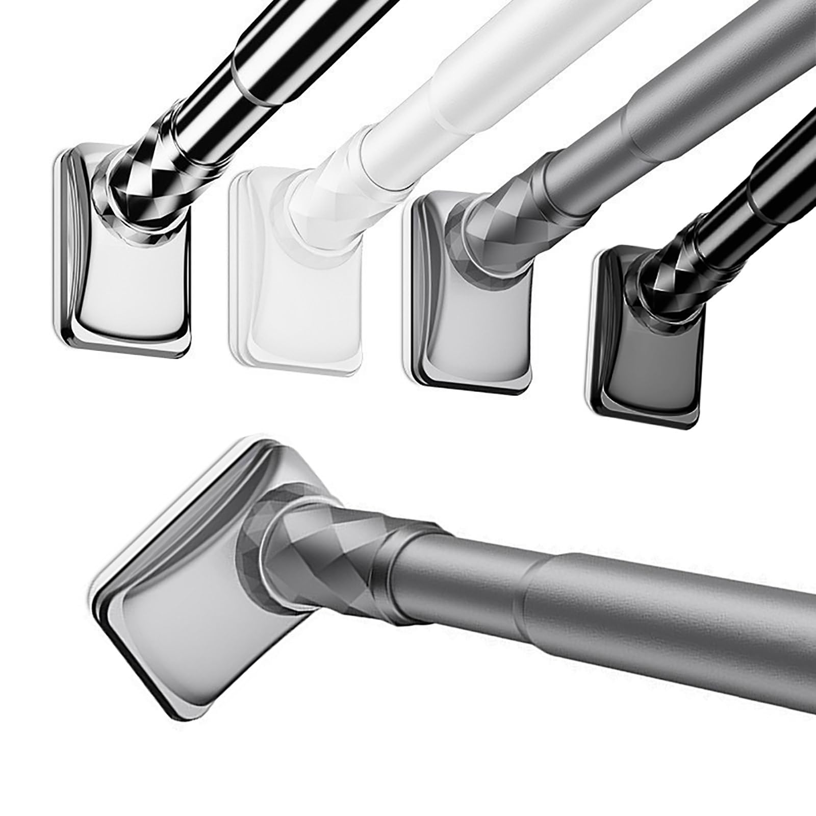 GLDYTVF Stainless Steel Tension Curtain Rod - No Drill Self-Locking Pressure Mount for Bathroom Toilet Closet Kitchen (Gray 110-190cm / 44-74in)