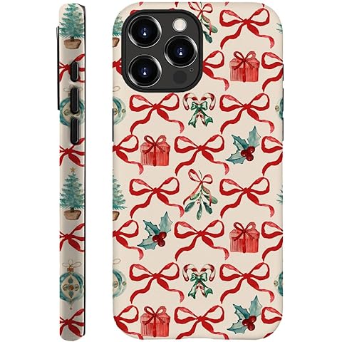 DAIZAG Case Compatible with for iPhone 15 Pro Max,Christmas Tree Ribbon Bow Phone Case for iPhone 15 Pro Max for Girl Women Boy Men