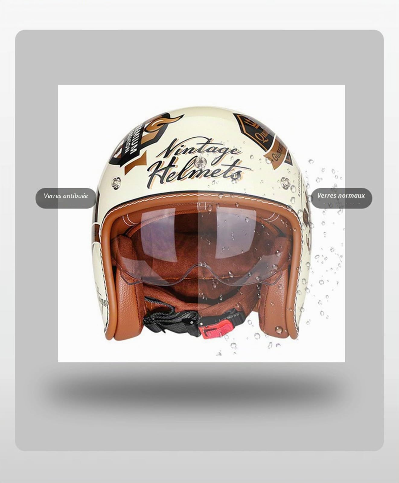Casque Moto Vintage Casques Jet avec Visière Casques Bols Casque Mobylette avec Lunettes Homologué Dot/ECE Rétro Demi Casque Moto Vélo Scooter Chopper pour Adultes Homme Et Femme