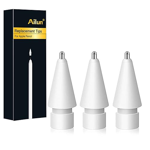 Ailun 3 Pack Apple Pencil Tips Replacement,Compatible with Apple Pencil 1st and 2nd Gen,Penlike Metal Nib Wear-Resistant Pen Needle Stylus Tip,Precise Control White - 1