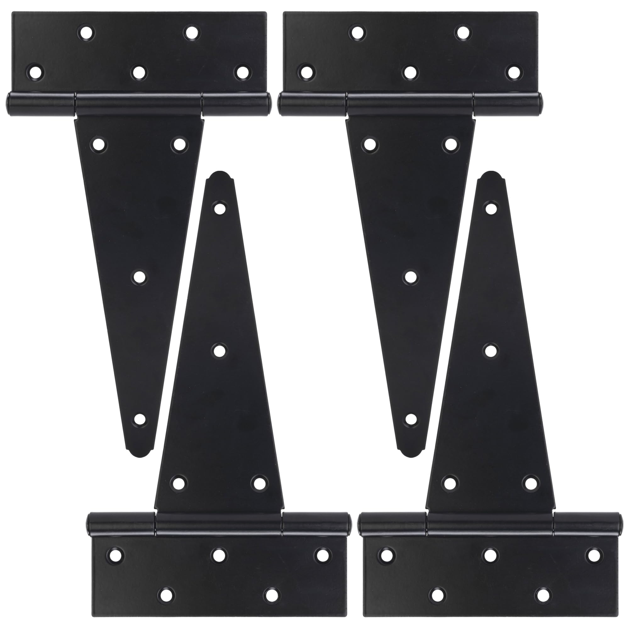 10 Inch T-Strap Gate Hinges, Heavy Duty Shed Door Hinges, Black Tee Hinges for Wooden Fences, Yard Gates, Rustproof Wrought Iron Hardware, 4 Pack