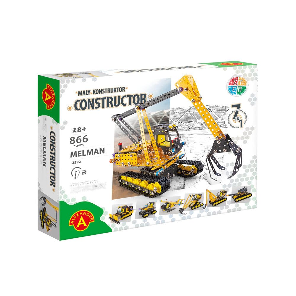 Constructor Pro Melman – Set di costruzione in metallo – 866 pezzi – Escavatore per ciniglia XXL da montare – Cofanetto esperto da 8 anni