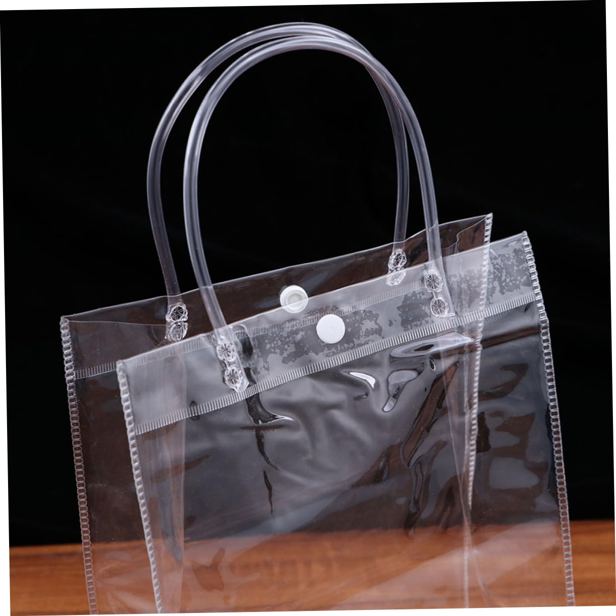 KOMBIUDA 24 Bolsas Transparentes de Pvc Reutilizables para Obsequio Asas Prácticas Tamaño Mediano Ideales para Envolver y Packaging en Fiestas