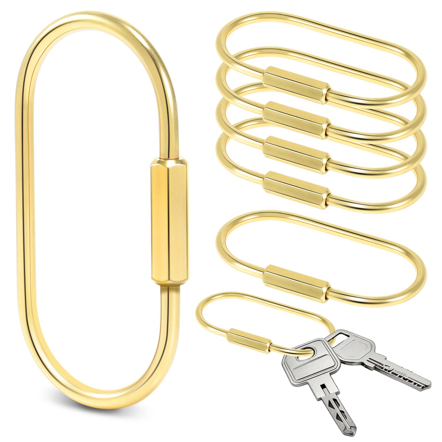 Amazon.com: 6 Pack Brass Keychain Gold Carabiner Clip with Secure
