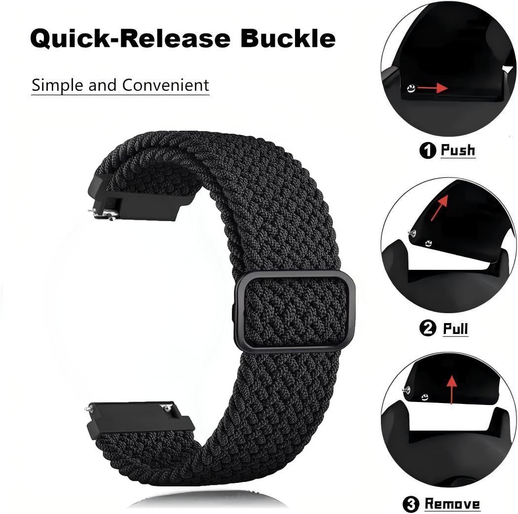 Pleciony pasek zamienny 20 mm do Samsung Galaxy Watch 7/6/5/4 Classic / 3 / FE/5 Pro / Watch Active 2 / Gear S2 Classic / sportowy, miękki pasek do zegarka