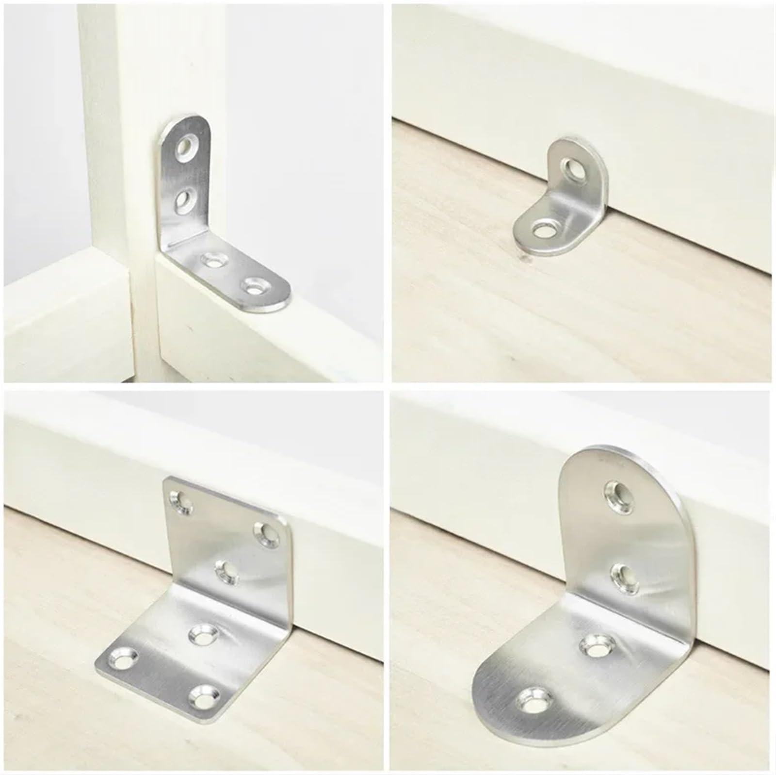 Soporte De Esquina De L 4 esquineros de acero inoxidable for muebles, soportes fijación 90 grados for armarios, mesas y sillas, hierro cuadrado para Muebles(125X125mm 4pcs)