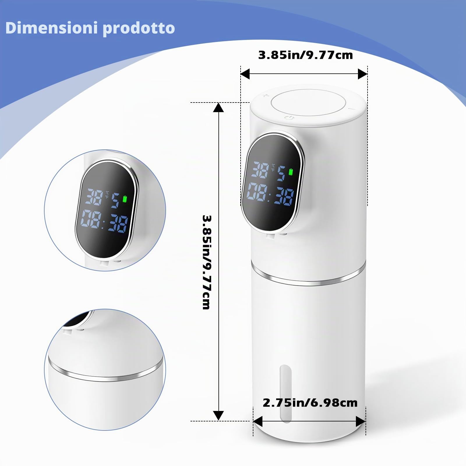 BigKing Dispenser di sapone automatico bianco elettrico senza contatto sensore a infrarossi 5 livelli di schiuma USB Type-C 3000mAh batteria IPX6 impermeabile design moderno cucina bagno idea regalo