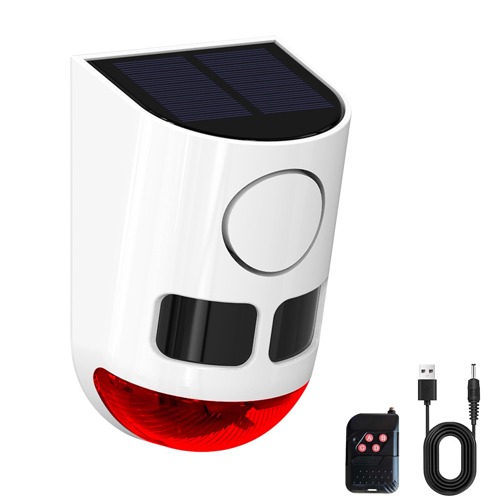 Solar Outdoor Motion Sensor Alarm-110db Loud Noise Maker,4 Work Modes Strobe Light with USB for Home, Villa,Yard,Chicken coop,Farm,Barn,Say Goodbye to The Intruders-image-35