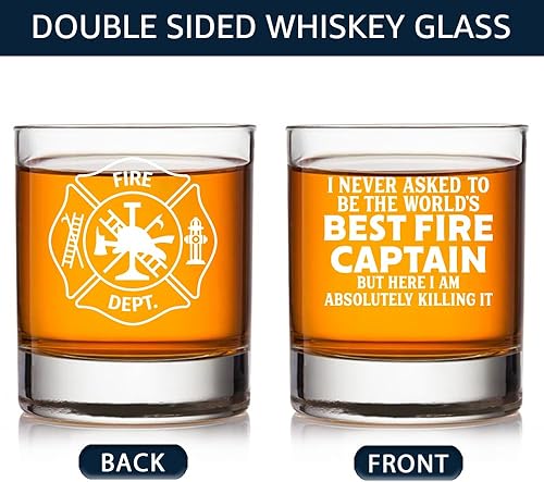 Miniatura 2 de TOUNER Fire Dept I Never Asked To Be The World's Best Fire Captain - Vaso de whisky, regalo de bombero para jubilación, graduación, cumpleaños