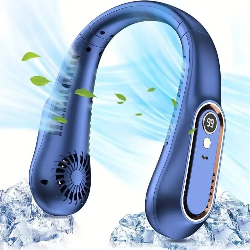 LACOSSI Portable Neck Fan,Hands Free Bladeless Fan, Cooling Personal Fan,3 Speeds Adjustment Air Outlet,Headphone Design,Rechargeable,USB Powered Neck Freezer, Household Bin (A - Blue) (B0D4QNJHNP) Amazon Price History, Amazon Price Tracker