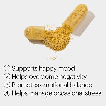 Mood (60 Capsules) - Vegan Capsules with Saffron, Vitamin B & Turmeric - Science-Backed Emotional Balance & Brain Health