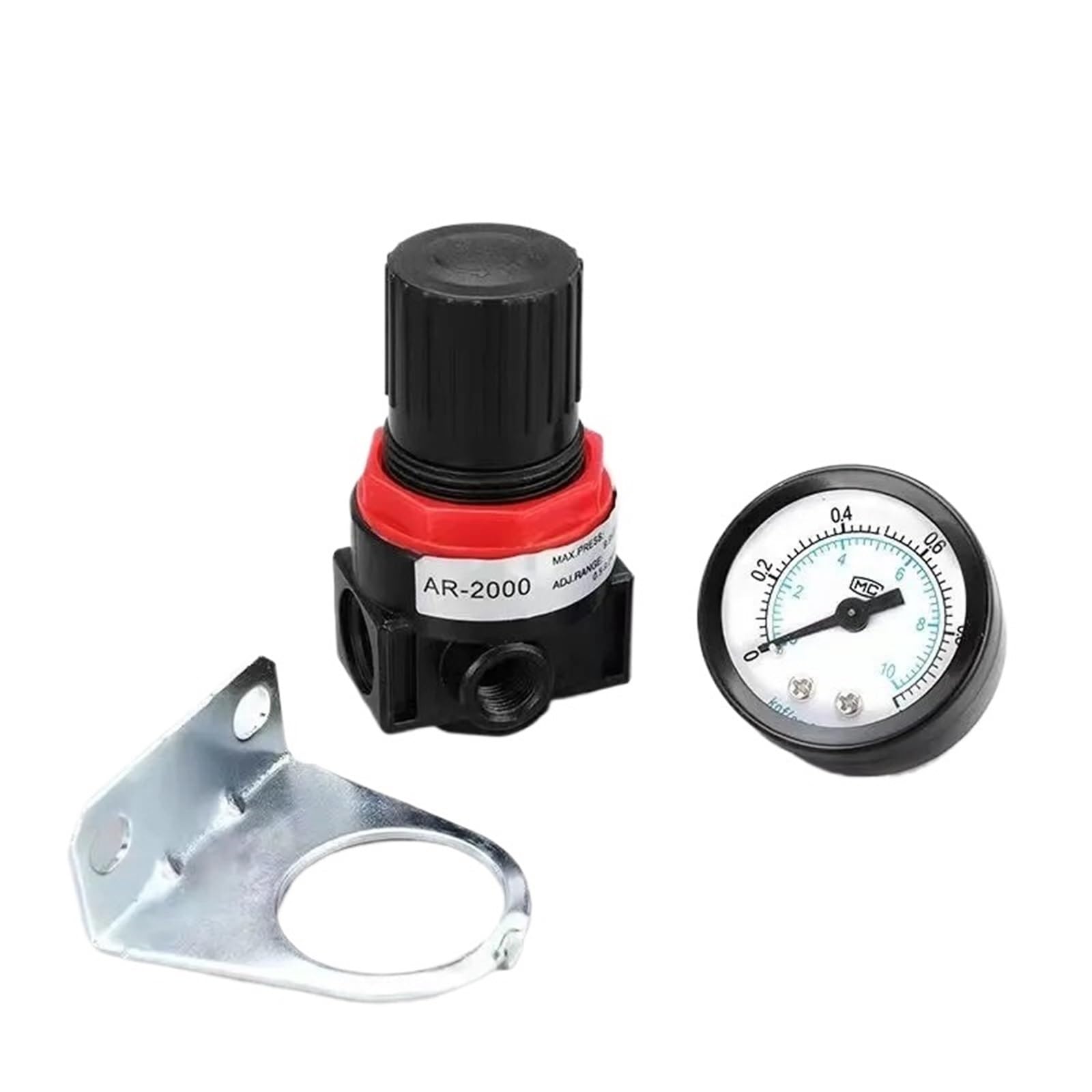 Mini compresor de control de presión de aire neumático G1/4'', regulador de presión, válvula de tratamiento con manómetro, conexión de 4 mm a 16 mm(AR2000)