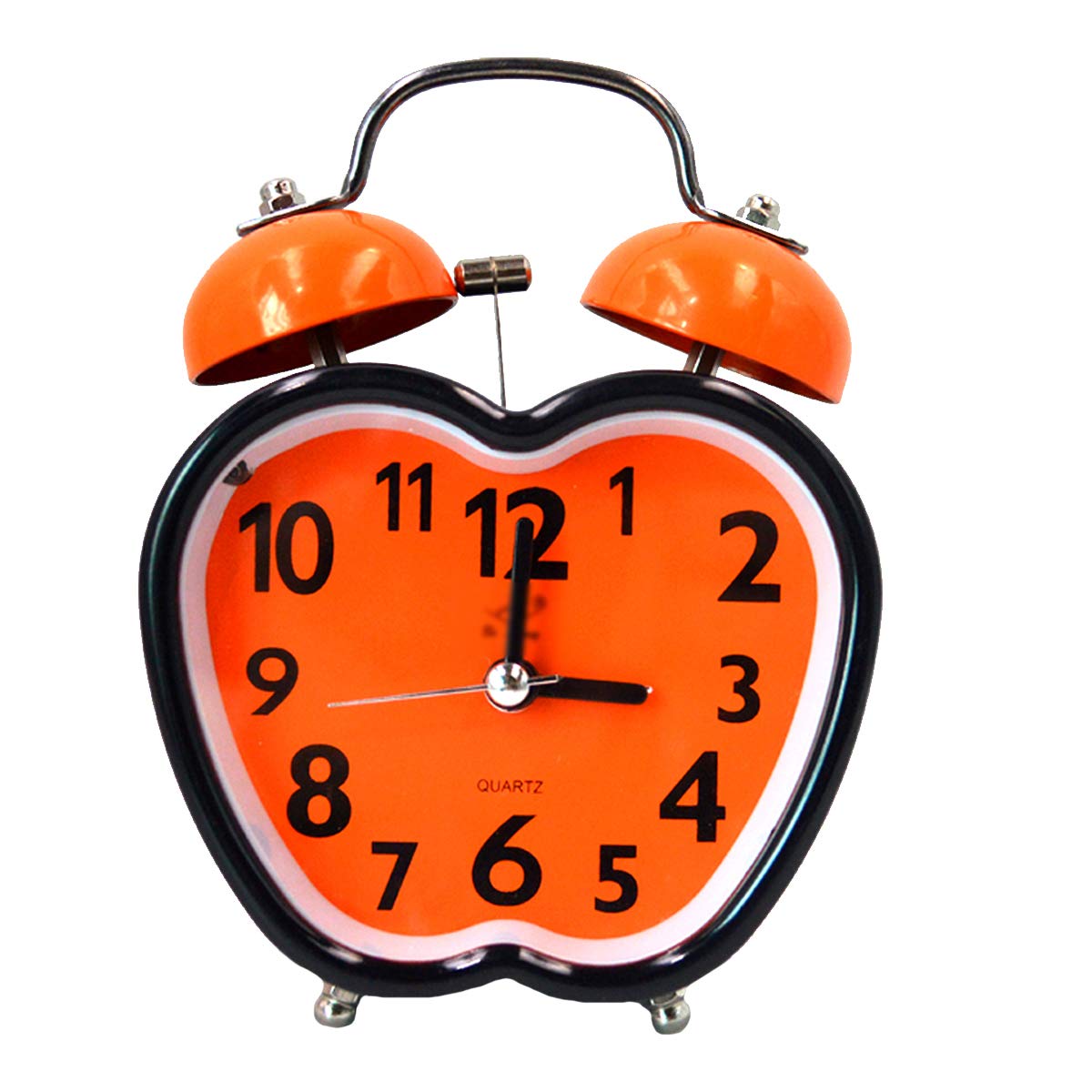 Millya UK Students Bedside Electronic Clock Children Cartoon Silent Twin Bell Alarm Clock Apple Shape Wall Clock